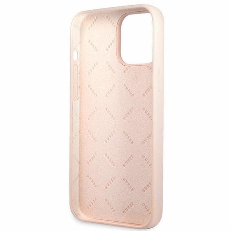Guess Guess Mobilskal till iPhone 13 Pro Max Silicone Script Gold Logo - Ljusrosa