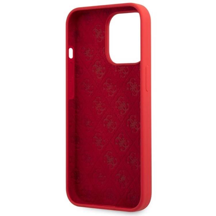 Guess Guess Mobilskal till iPhone 13 Pro Max Silicone Script Gold Logo - Röd