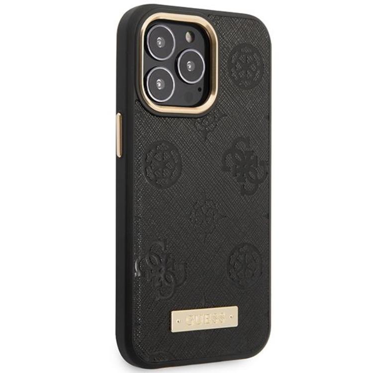 Guess Guess Mobilskal till iPhone 14 Pro Magsafe Peony Logo Plate - Svart