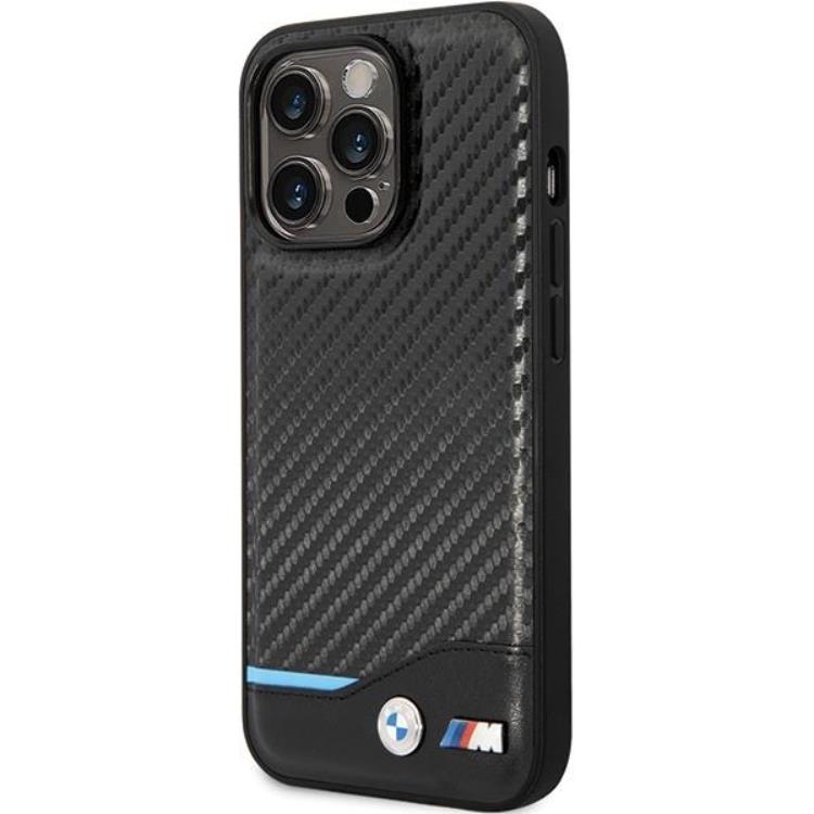 BMW BMW Mobilskal till iPhone 13 Pro Max Läder Carbon - Svart