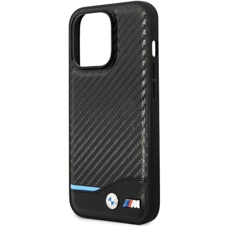 BMW BMW Mobilskal till iPhone 13 Pro Max Läder Carbon - Svart
