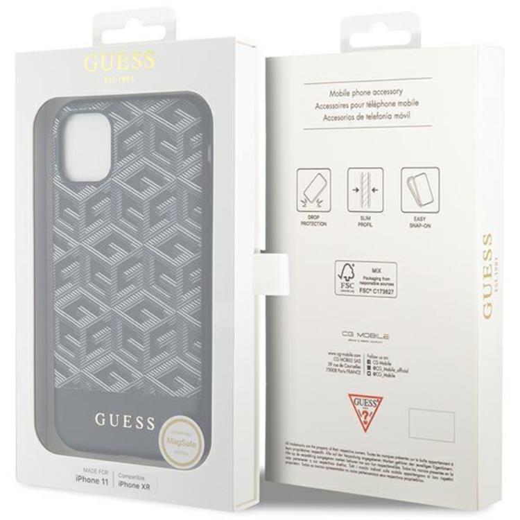 Guess Guess Mobilskal till iPhone 11/XR Magsafe Cube Stripes - Svart