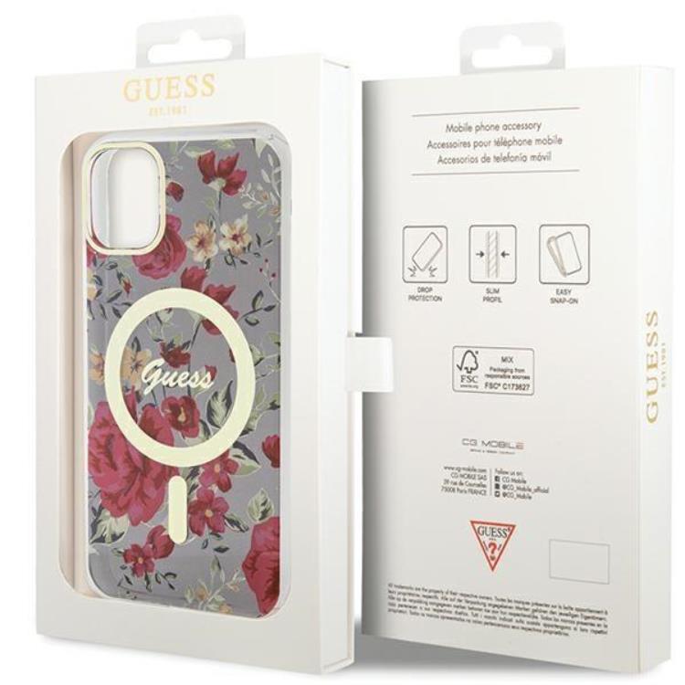 Guess Guess Mobilskal till iPhone 11/XR Magsafe Flower - Grön/Khaki