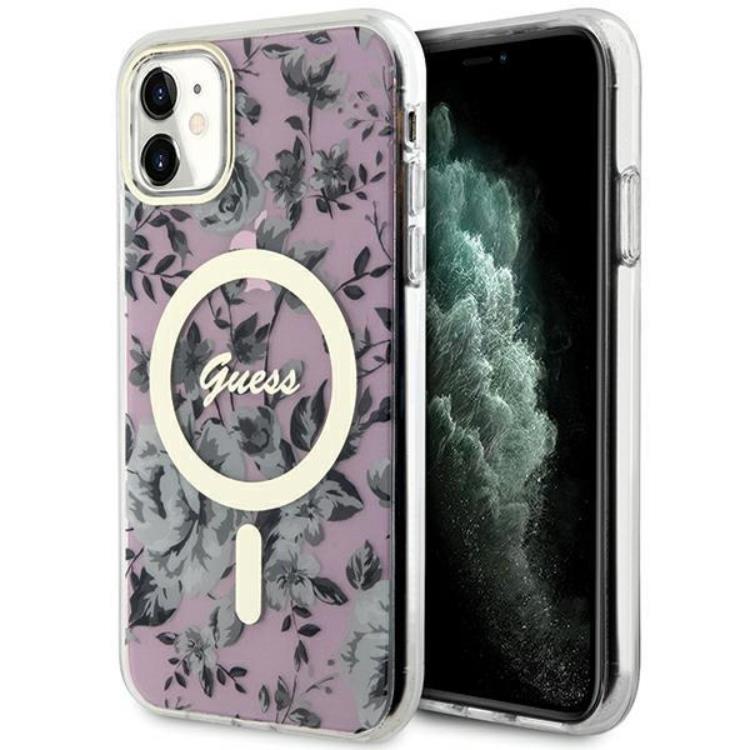 Guess Guess Mobilskal till iPhone 11/XR Magsafe Flower - Rosa