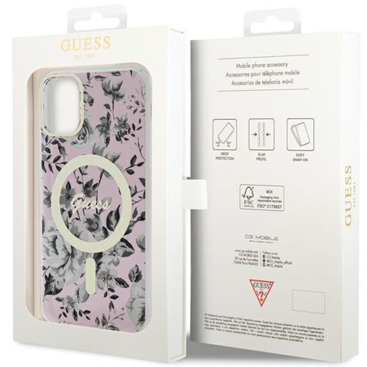 Guess Guess Mobilskal till iPhone 11/XR Magsafe Flower - Rosa