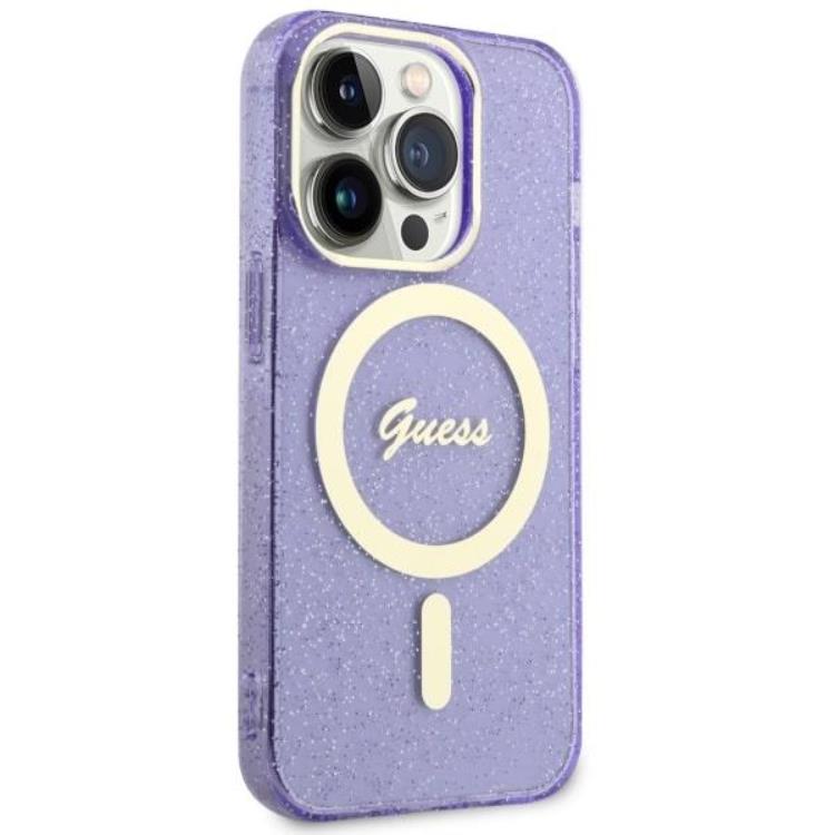 Guess Guess Mobilskal till iPhone 11/XR Magsafe Glitter Guld - Lila