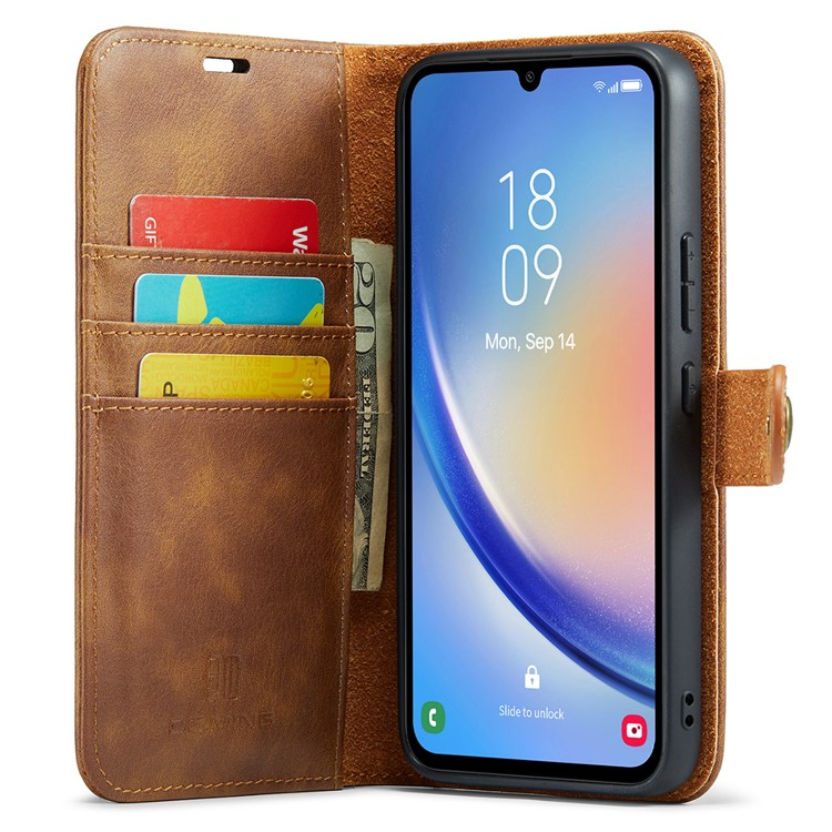 DG.MING DG.MING Galaxy A34 5G Plånboksfodral Äkta Läder 2in1 - Brun