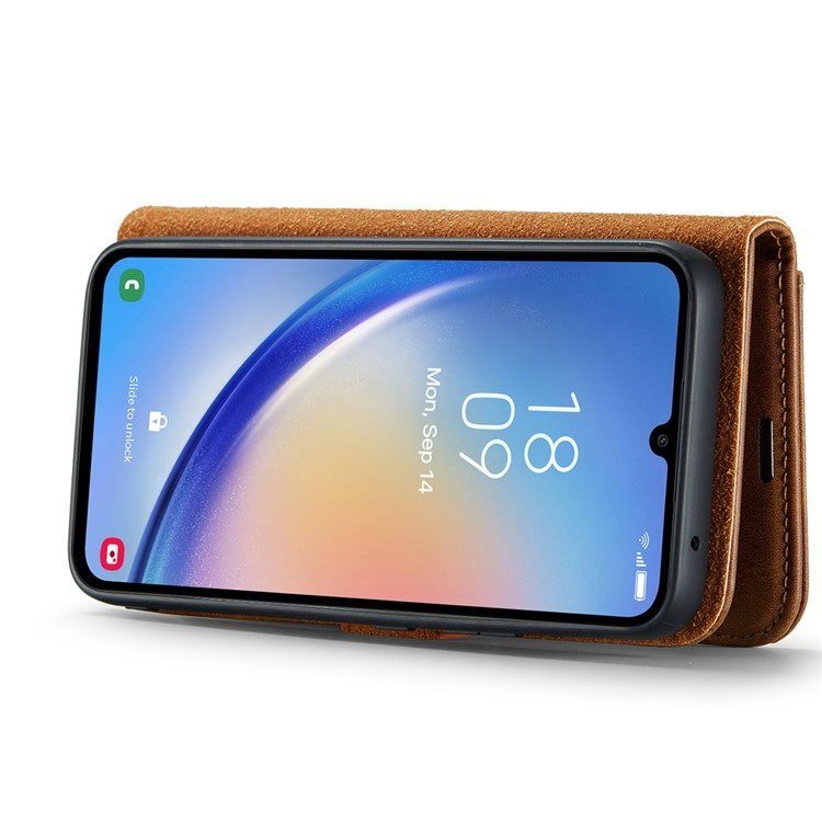 DG.MING DG.MING Galaxy A34 5G Plånboksfodral Äkta Läder 2in1 - Brun