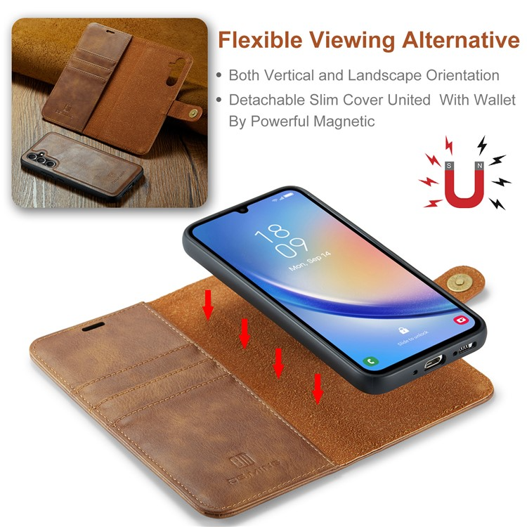 DG.MING DG.MING Galaxy A34 5G Plånboksfodral Äkta Läder 2in1 - Brun