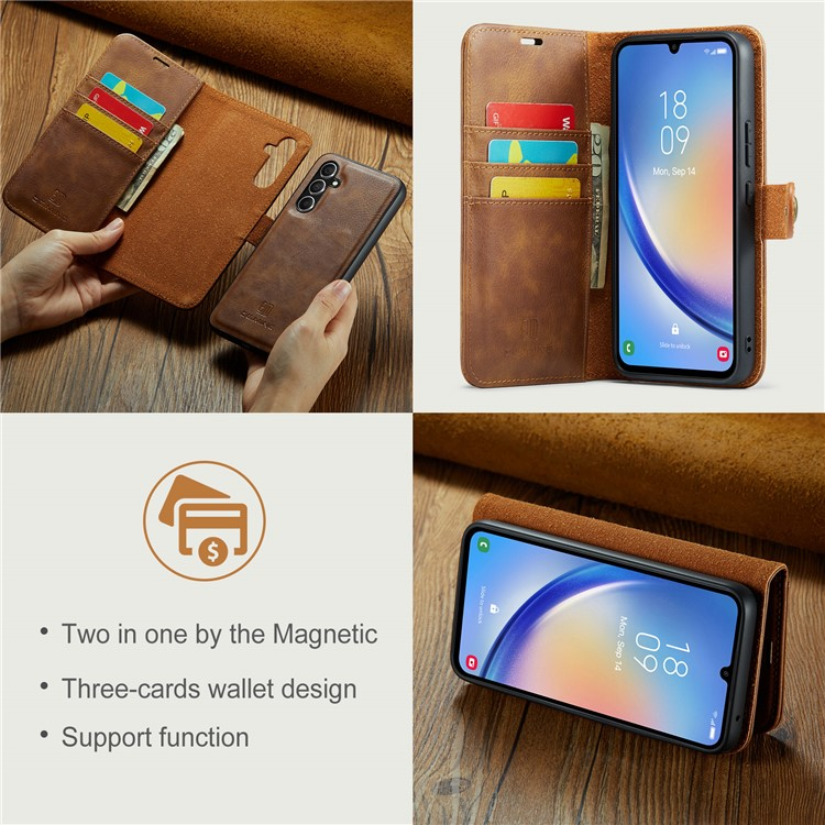 DG.MING DG.MING Galaxy A34 5G Plånboksfodral Äkta Läder 2in1 - Brun