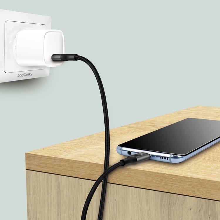 LogiLink LOGILINK USB-C till USB-C kabel med display 100W 1m - Svart