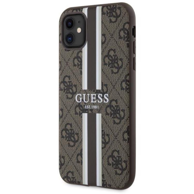 Guess Guess Mobilskal till iPhone 11/XR MagSafe Printed Stripes - Brun