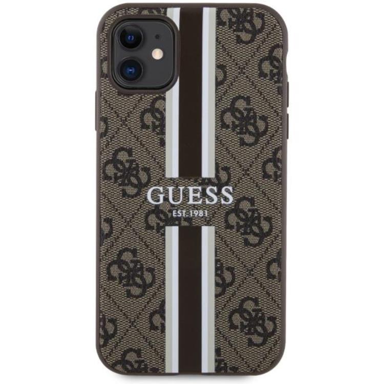 Guess Guess Mobilskal till iPhone 11/XR MagSafe Printed Stripes - Brun