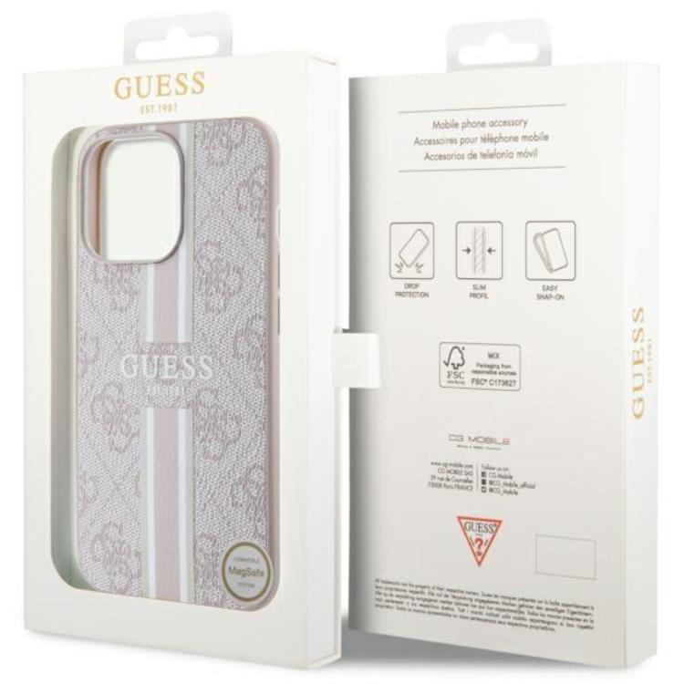 Guess Guess Mobilskal till iPhone 13 Pro/13 MagSafe Printed Stripes - Rosa
