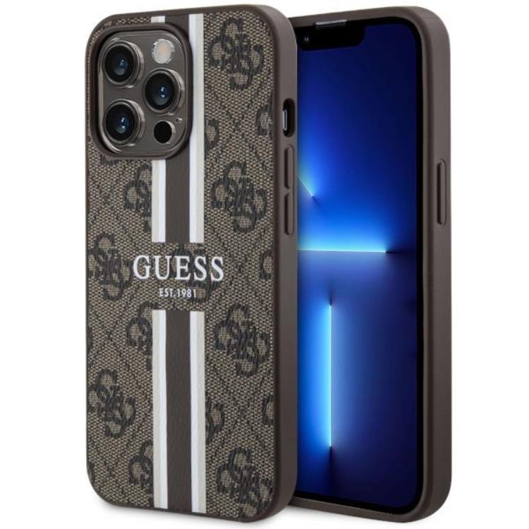 Guess Guess Mobilskal till iPhone 13 Pro Max MagSafe Printed Stripes - Brun