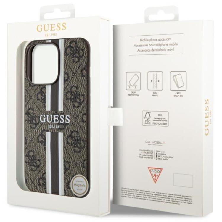 Guess Guess Mobilskal till iPhone 13 Pro Max MagSafe Printed Stripes - Brun