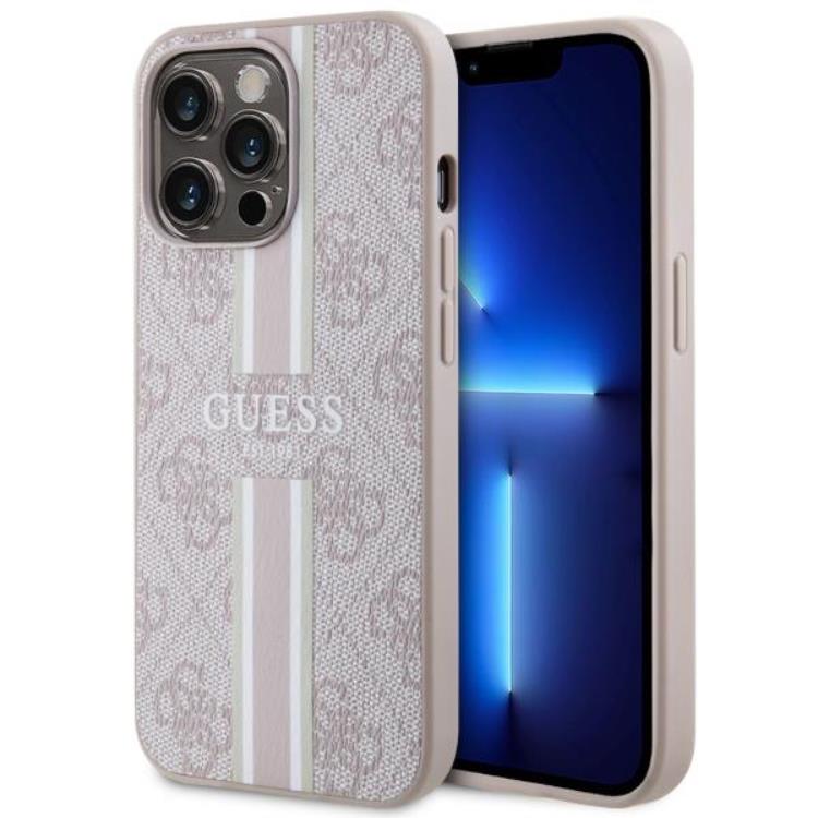 Guess Guess Mobilskal till iPhone 13 Pro Max MagSafe Printed Stripes - Rosa