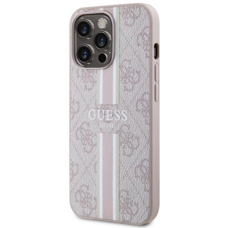 Guess Guess Mobilskal till iPhone 13 Pro Max MagSafe Printed Stripes - Rosa