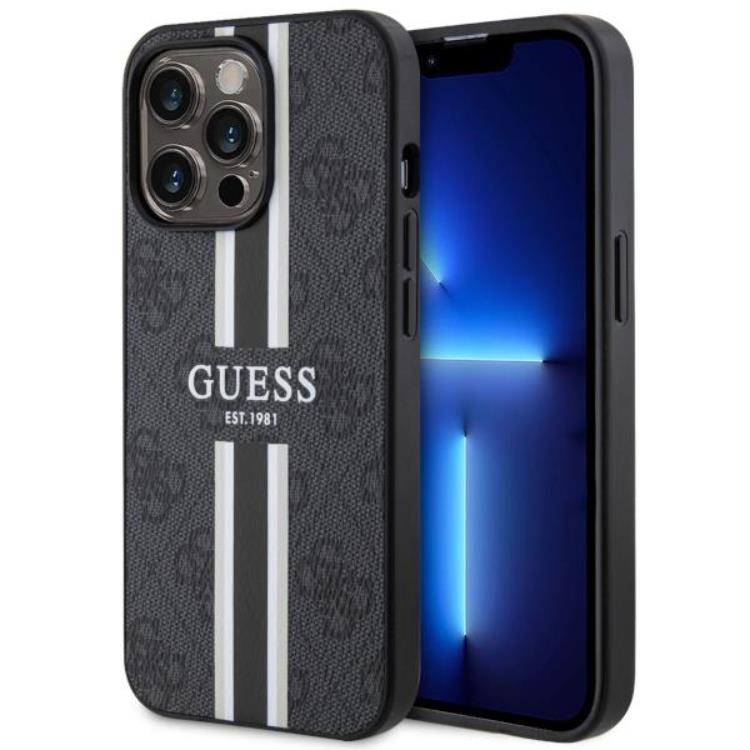 Guess Guess Mobilskal till iPhone 13 Pro Max MagSafe Printed Stripes - Svart