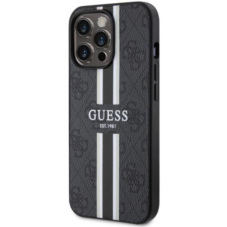 Guess Guess Mobilskal till iPhone 13 Pro Max MagSafe Printed Stripes - Svart
