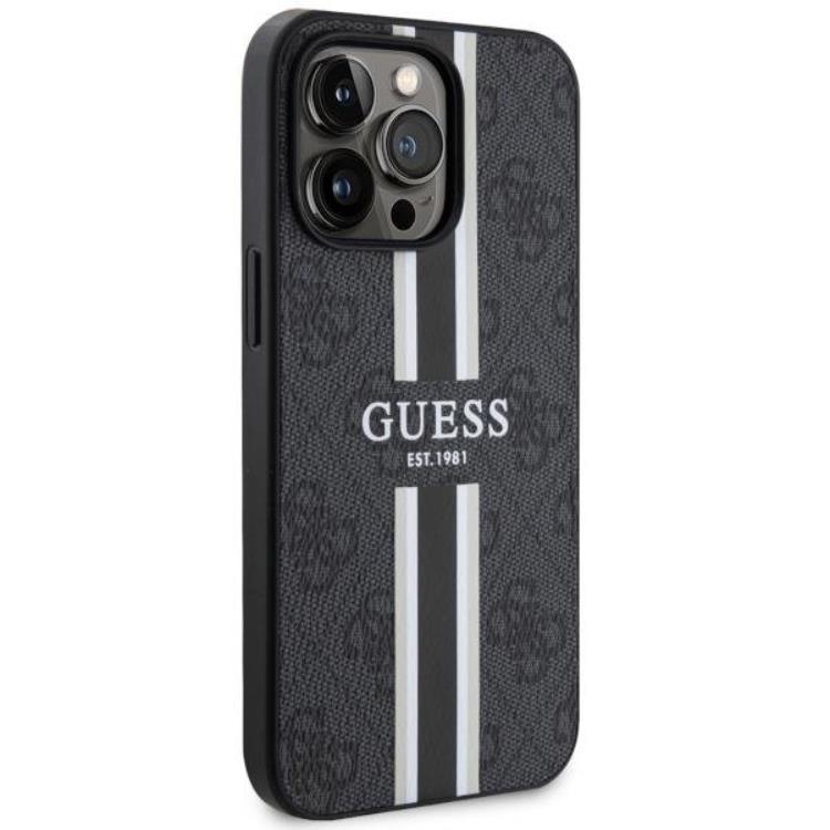 Guess Guess Mobilskal till iPhone 13 Pro Max MagSafe Printed Stripes - Svart