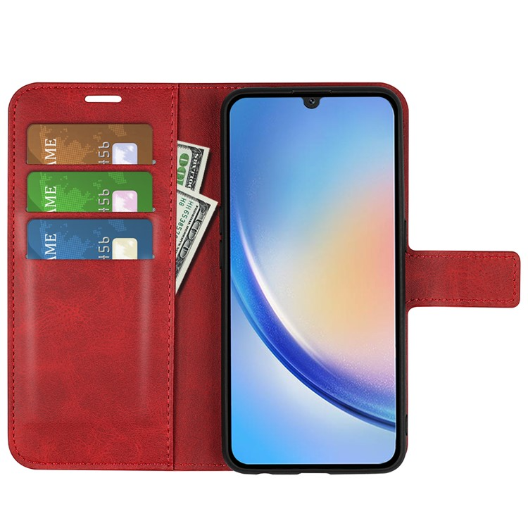 OEM Galaxy A24 4G Plånboksfodral Folio Flip Calf - Röd