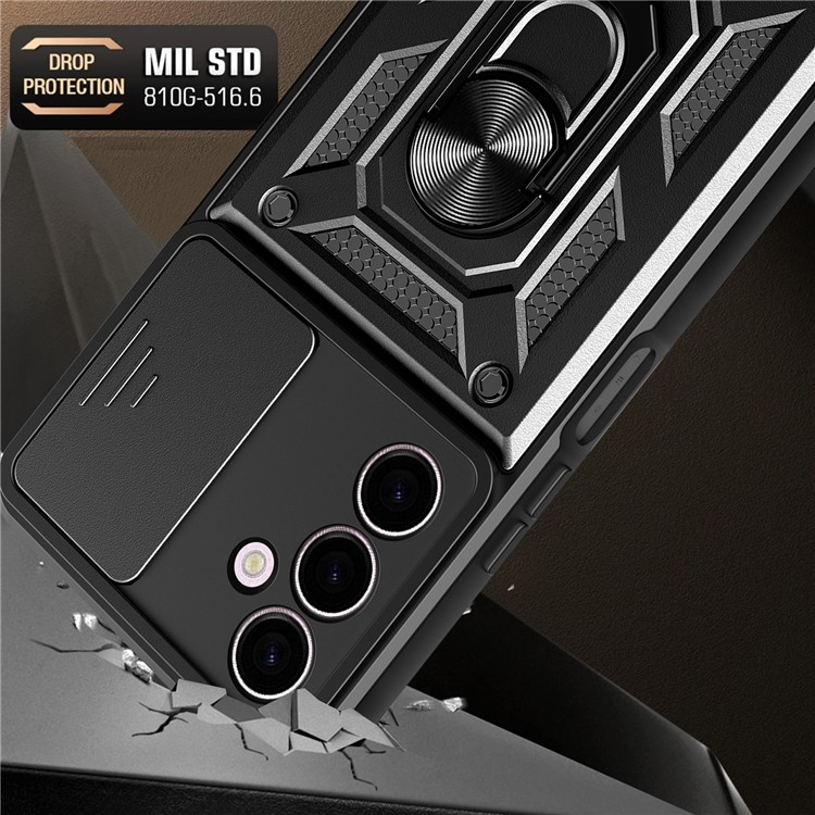 OEM Mobilskal till Galaxy A24 4G Ringhållare Kickstand - Svart