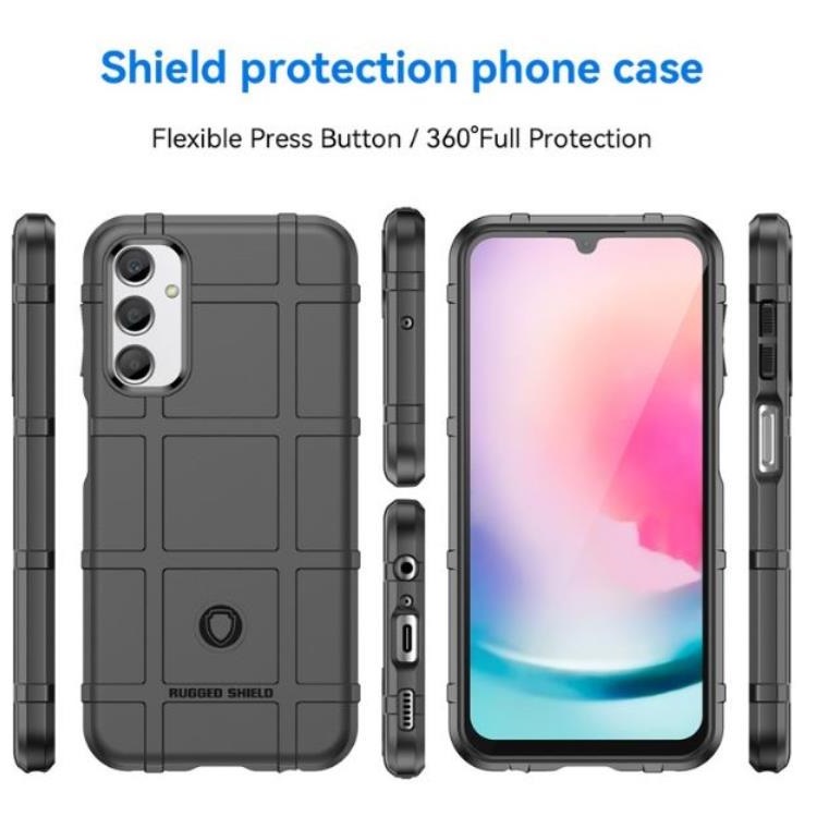 OEM Mobilskal till Galaxy A24 4G Rugged Square Grid - Svart
