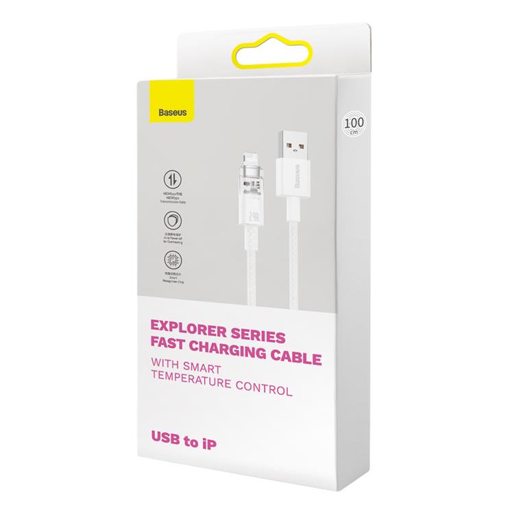 BASEUS Baseus USB-A till Lightning kabel Explorer 2.4A 2m - Vit