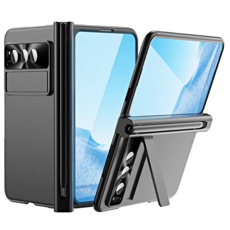 OEM Mobilskal till Google Pixel Fold Electroplating Kickstand med Pennfack - Svart