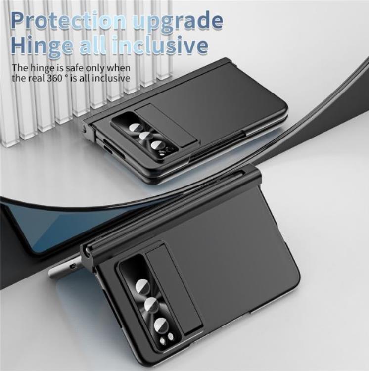 OEM Mobilskal till Google Pixel Fold Electroplating Kickstand med Pennfack - Svart