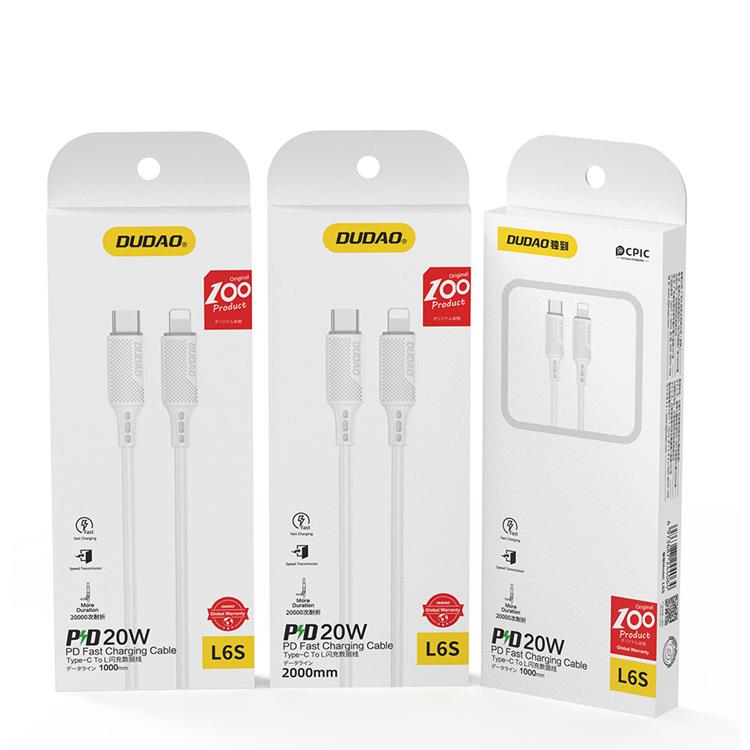 Dudao Dudao USB-C till Lightning kabel 1M 20W PD L6S - Vit