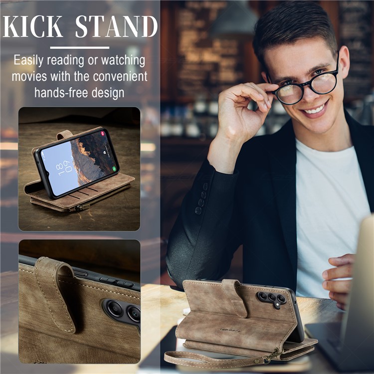 Caseme CASEME Galaxy A24 4G Plånboksfodral C30 Zipper - Brun