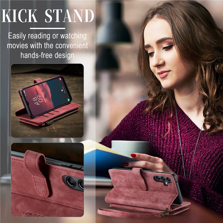 Caseme CASEME Galaxy A24 4G Plånboksfodral C30 Zipper - Röd