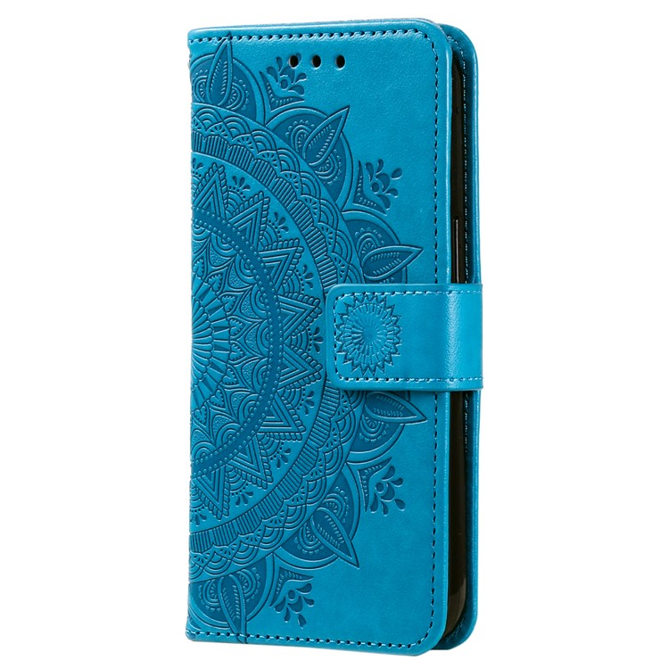 OEM Galaxy A24 4G Plånboksfodral Imprinted Mandala Flower - Blå