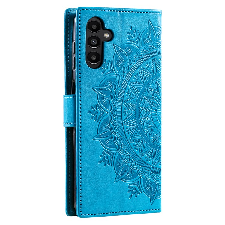 OEM Galaxy A24 4G Plånboksfodral Imprinted Mandala Flower - Blå