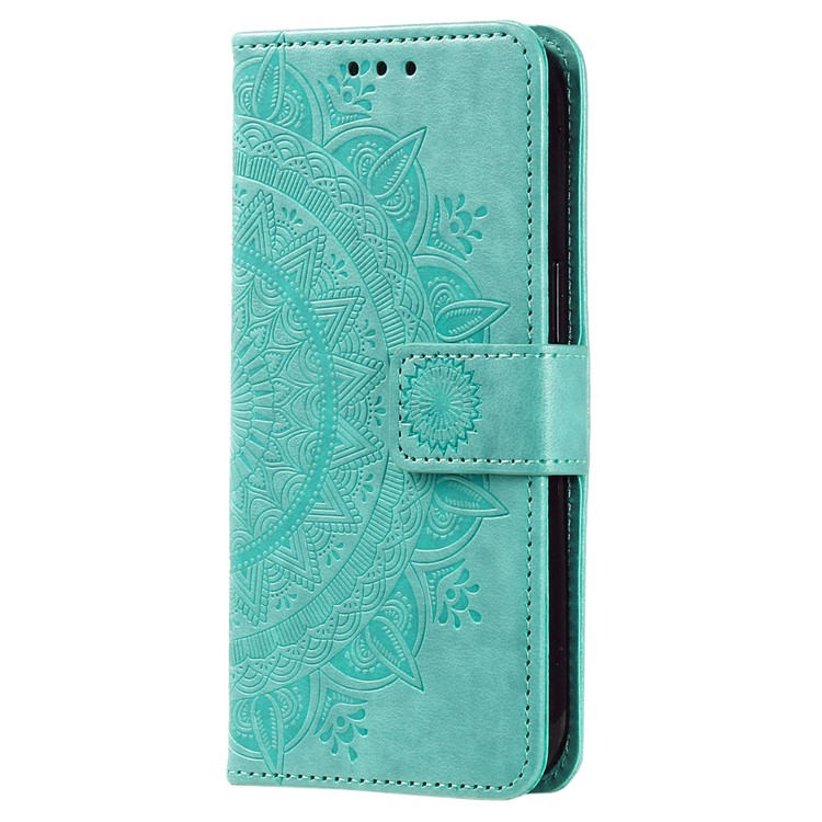 OEM Galaxy A24 4G Plånboksfodral Imprinted Mandala Flower - Grön