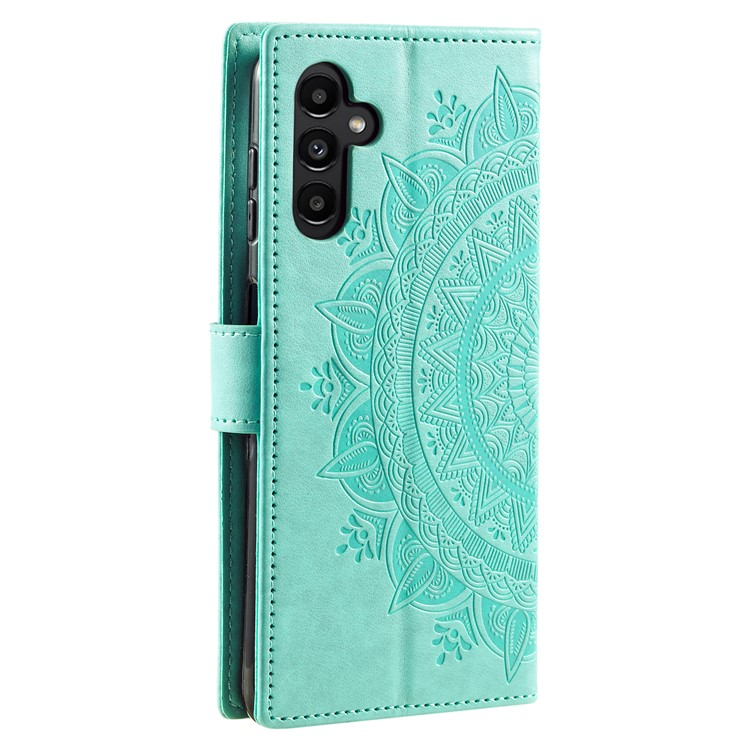 OEM Galaxy A24 4G Plånboksfodral Imprinted Mandala Flower - Grön