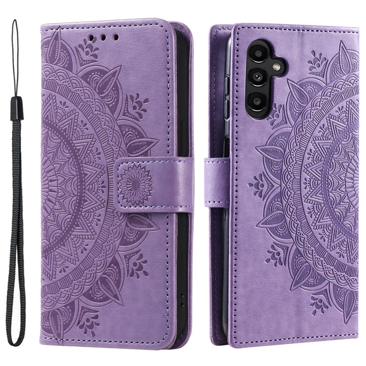 OEM Galaxy A24 4G Plånboksfodral Imprinted Mandala Flower - Lila