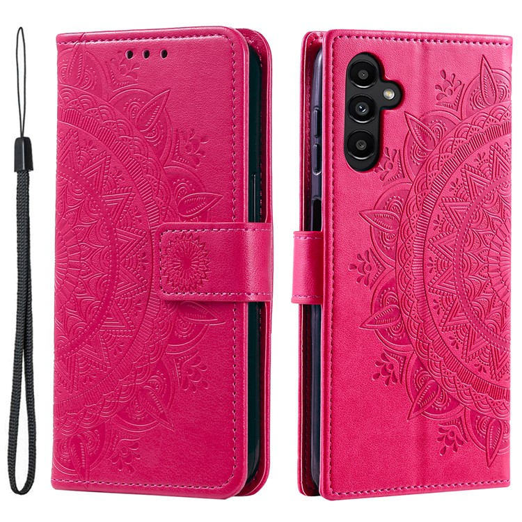 OEM Galaxy A24 4G Plånboksfodral Imprinted Mandala Flower - Magenta