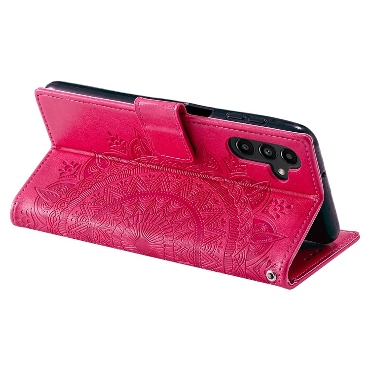 OEM Galaxy A24 4G Plånboksfodral Imprinted Mandala Flower - Magenta