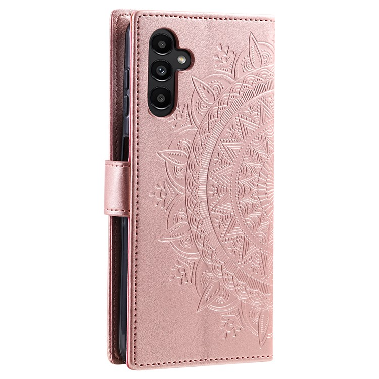 OEM Galaxy A24 4G Plånboksfodral Imprinted Mandala Flower - Rosa Guld