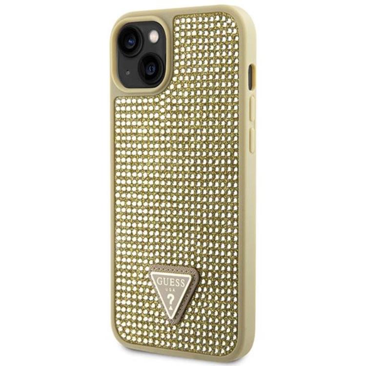 Guess Guess Mobilskal till iPhone 14 Plus Rhinestone Triangle - Guld