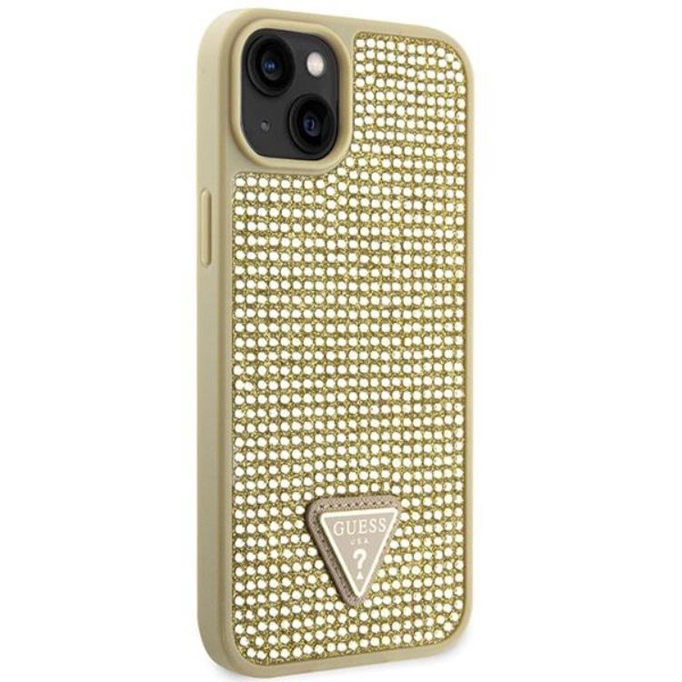 Guess Guess Mobilskal till iPhone 14 Plus Rhinestone Triangle - Guld