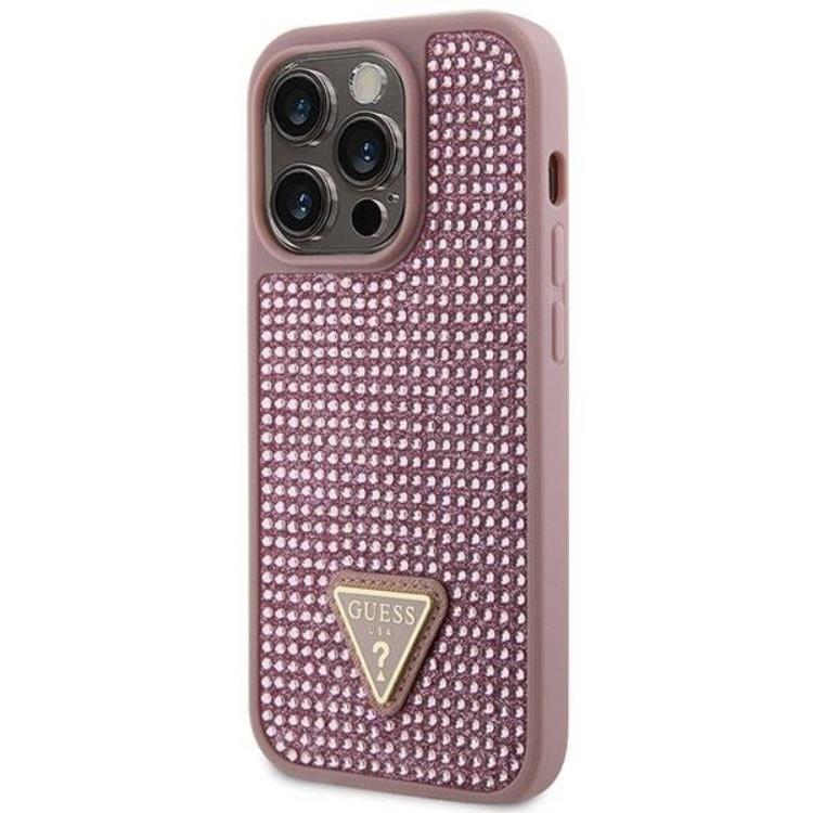 Guess Guess Mobilskal till iPhone 14 Pro Rhinestone Triangle - Rosa
