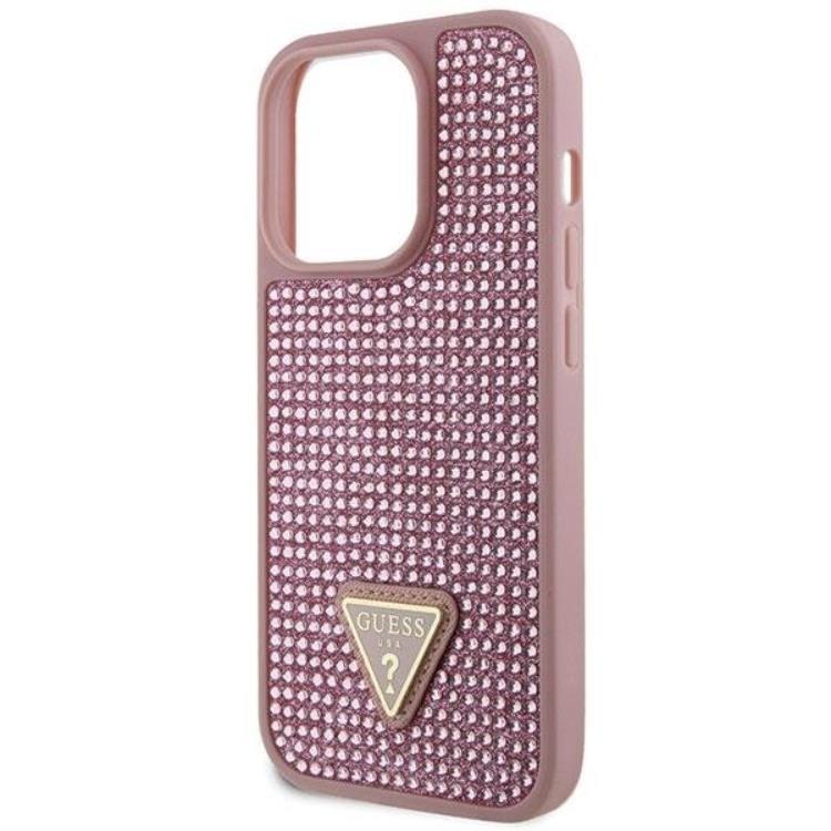 Guess Guess Mobilskal till iPhone 14 Pro Rhinestone Triangle - Rosa