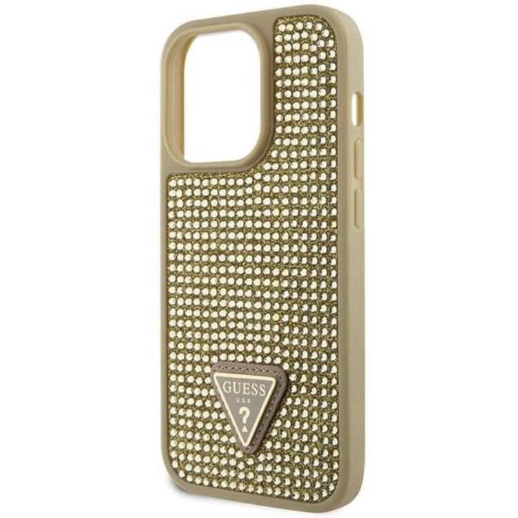 Guess Guess Mobilskal till iPhone 14 Pro Max Rhinestone Triangle - Guld
