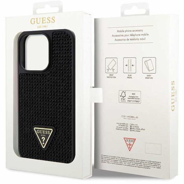 Guess Guess Mobilskal till iPhone 14 Pro Max Rhinestone Triangle - Svart