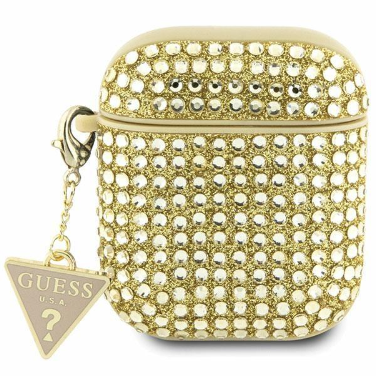 Guess Guess AirPods 1/2 Skal Rhinestone Triangle Charm - Guld