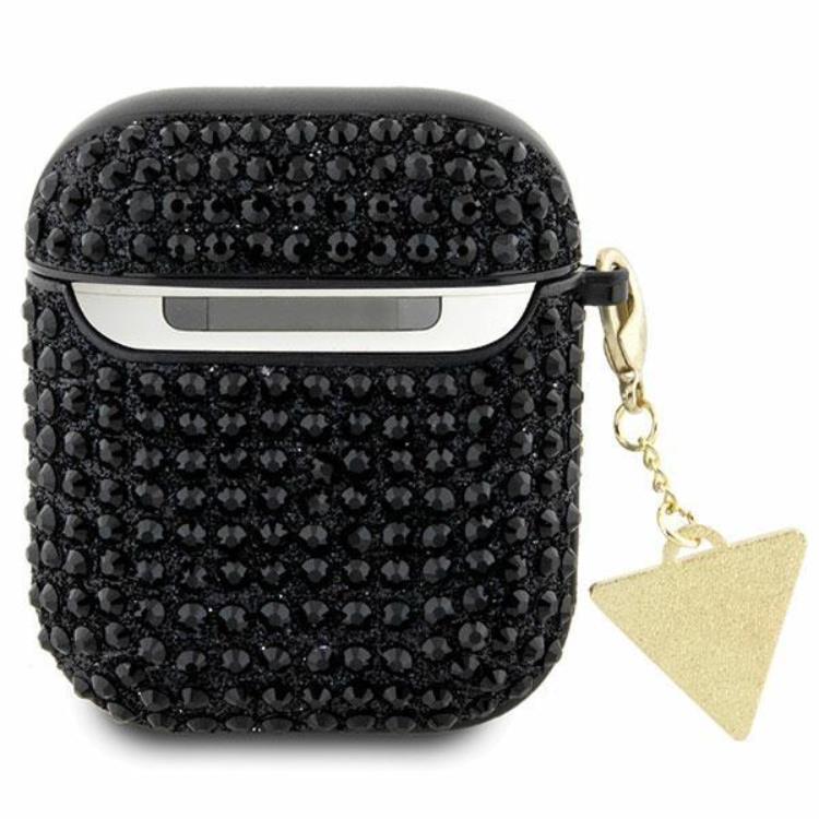 Guess Guess AirPods 1/2 Skal Rhinestone Triangle Charm - Svart